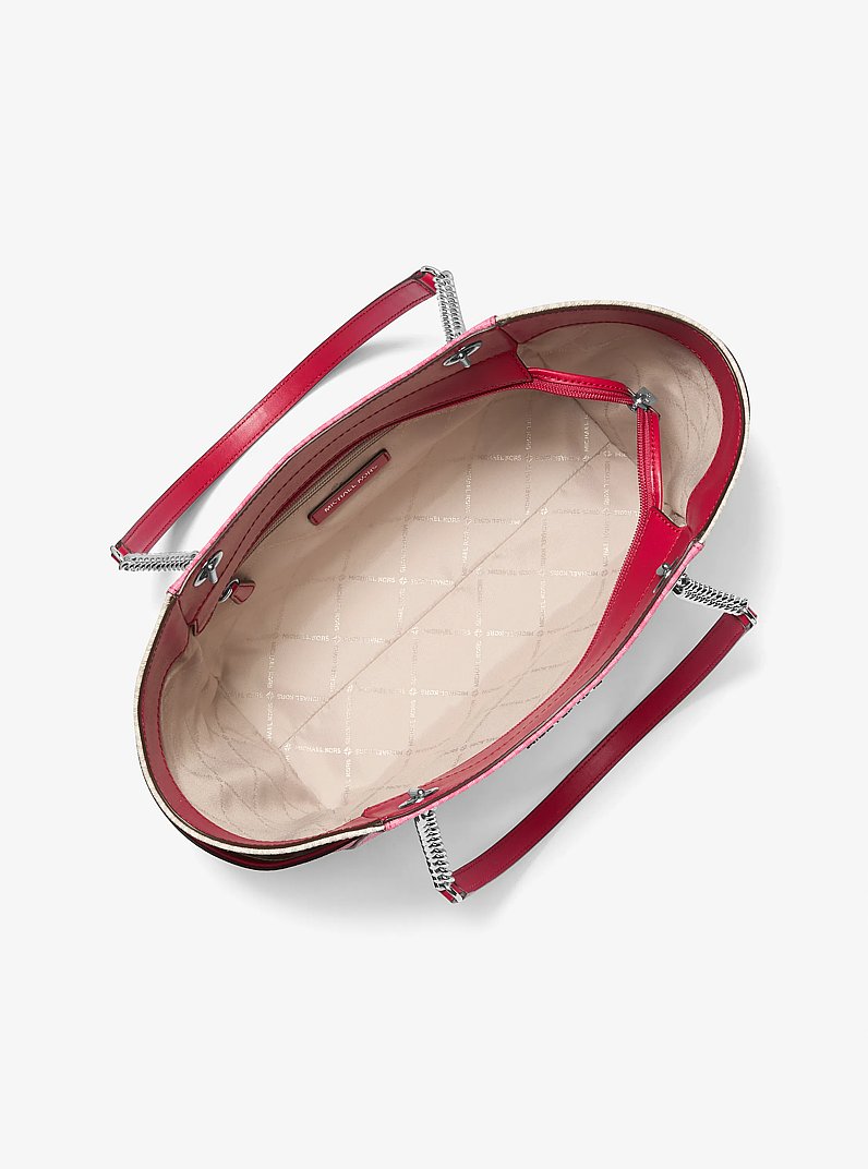 Jet Set Large Color-Block Signature Logo Shoulder Bag in DARK RASPBERRY MULTI | Michael Kors