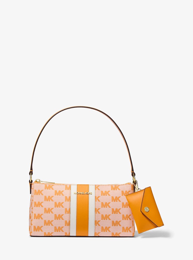 Vincent Medium Logo Jacquard Pochette with Card Case in POP ORANGE | Michael Kors
