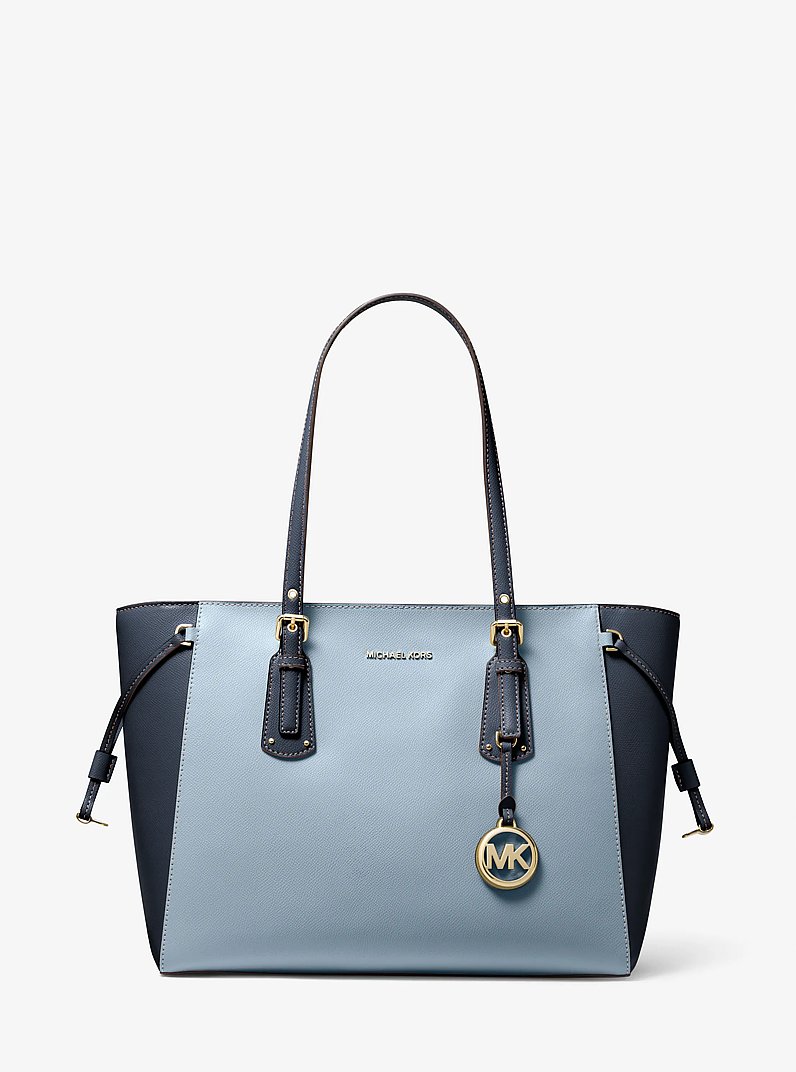 Voyager Medium Two-Tone Crossgrain Leather Tote Bag