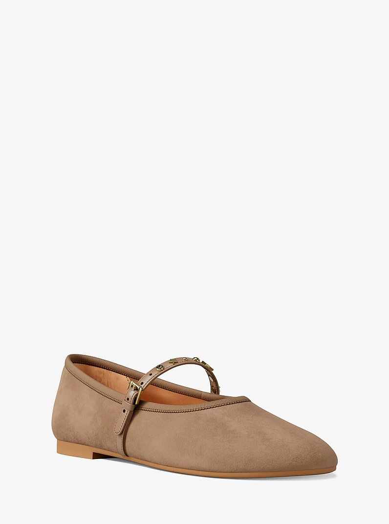 Bailarina Phoebe de piel con adornos in CAMEL | Michael Kors