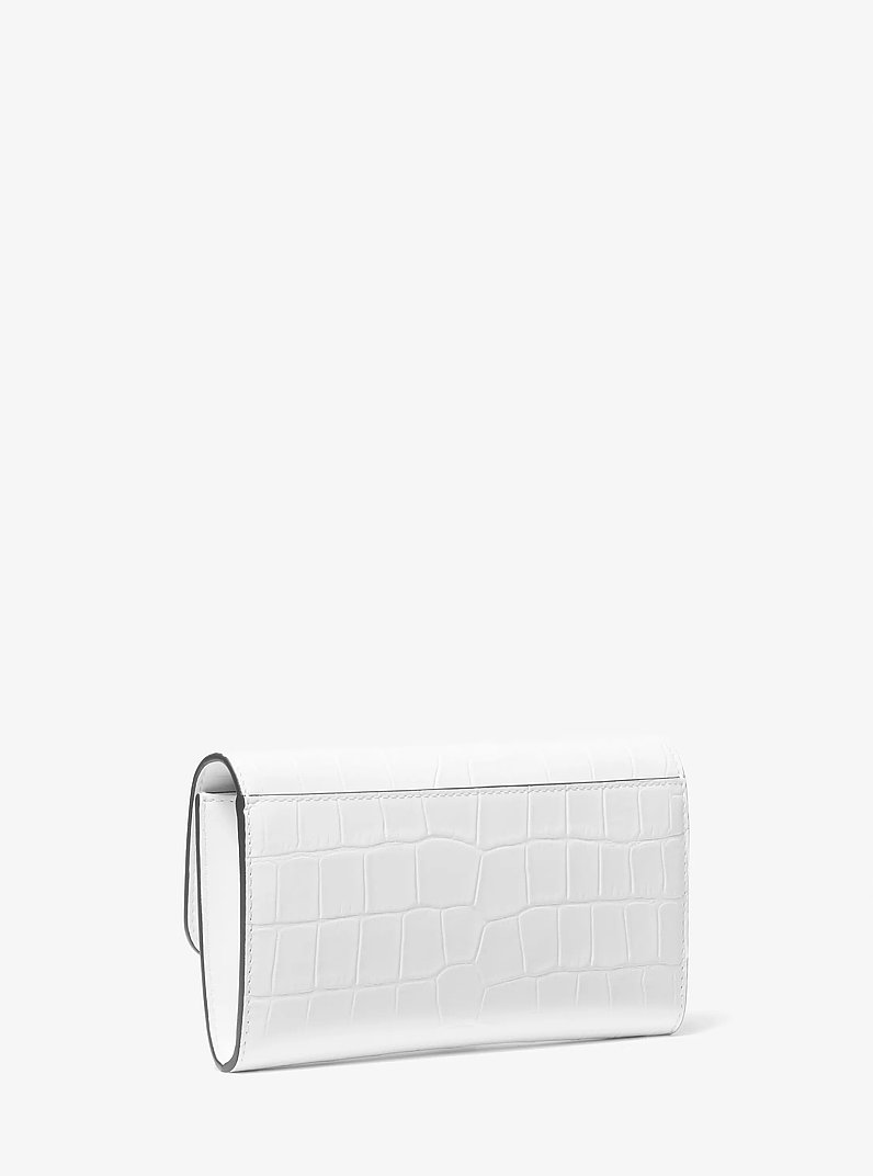Tribeca Large Crocodile Embossed Leather Convertible Crossbody Bag