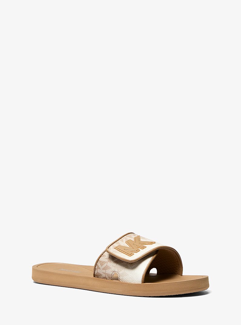 Palmer Ombr&eacute; Signature Logo Slide Sandal in HUSK | Michael Kors