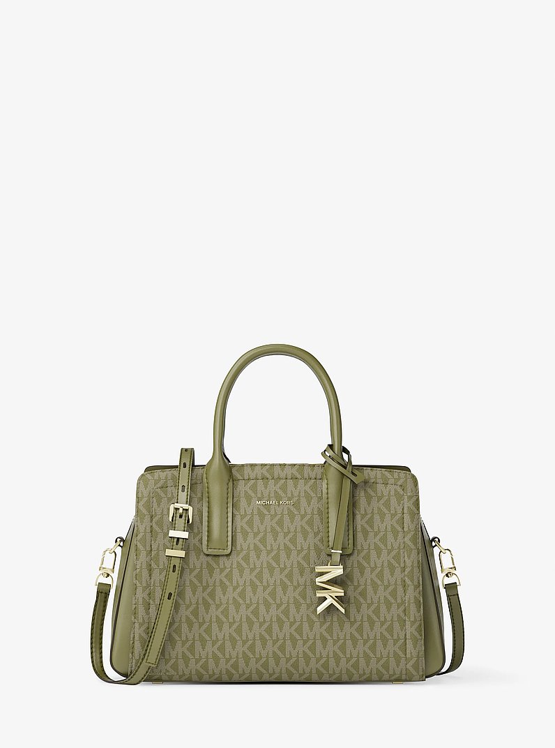 Laila Small Signature Logo Satchel in PISTACHIO | Michael Kors