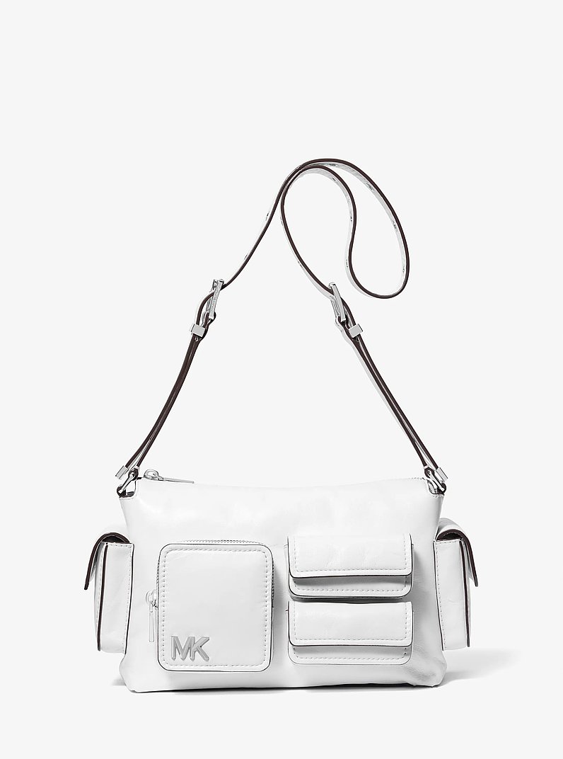 Schultertasche Dakota Medium aus Leder in OPTIC WHITE | Michael Kors
