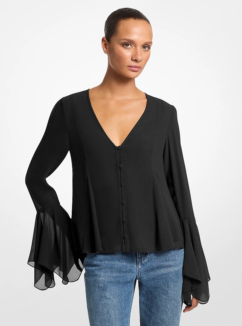 Blusa de georgette in NEGRO | Michael Kors