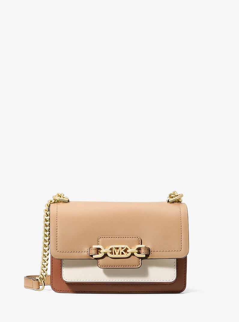 Tr&egrave;s petit sac &agrave; bandouli&egrave;re Heather en cuir &agrave; couleurs contrast&eacute;es in CAMEL COMBO | Michael Kors