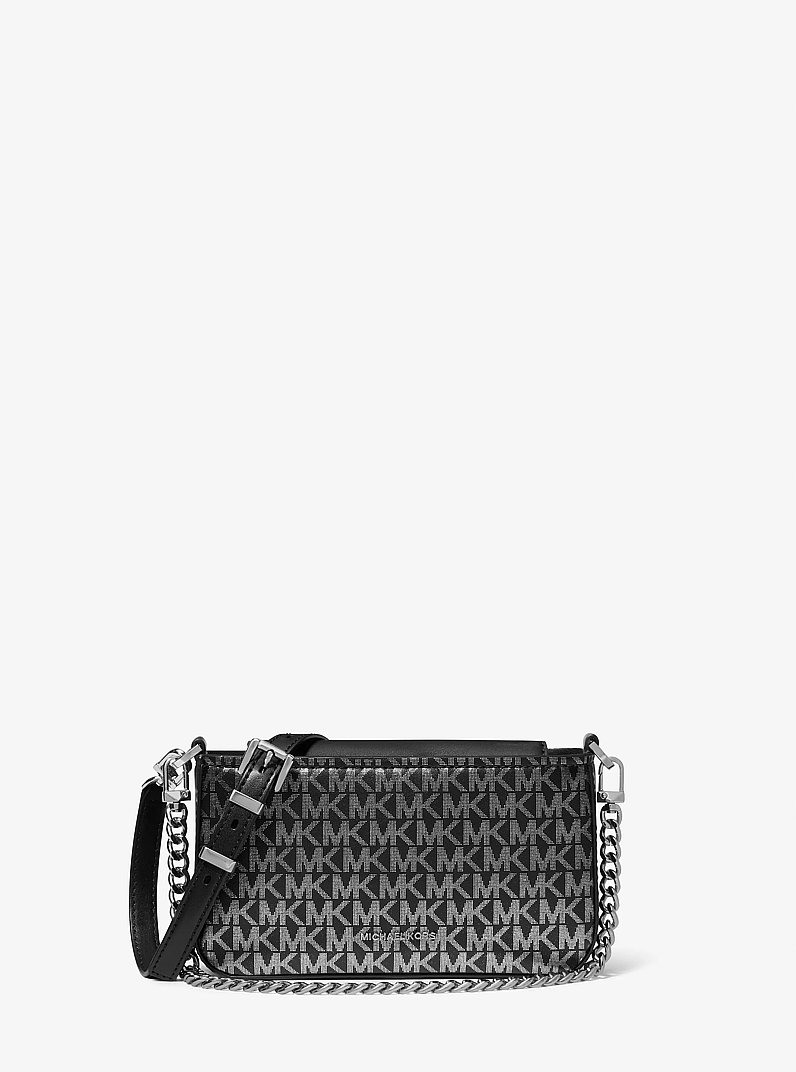 Petite pochette Bryant convertible m&eacute;tallis&eacute;e &agrave; logo Signature in NOIR | Michael Kors