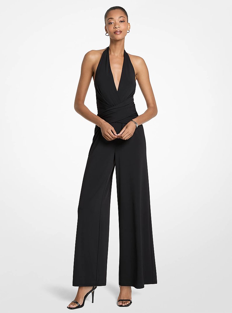 Stretch Matte Jersey Halter Jumpsuit in BLACK | Michael Kors [NO]