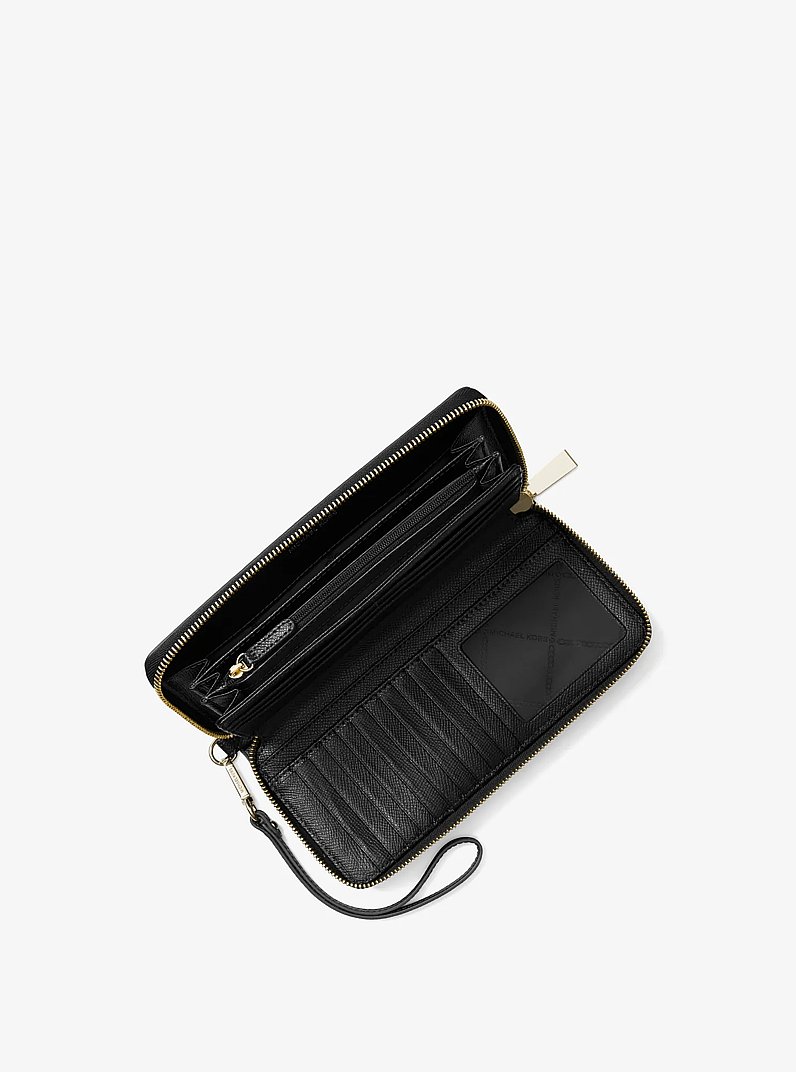 Leather Continental Wristlet in BLACK | Michael Kors