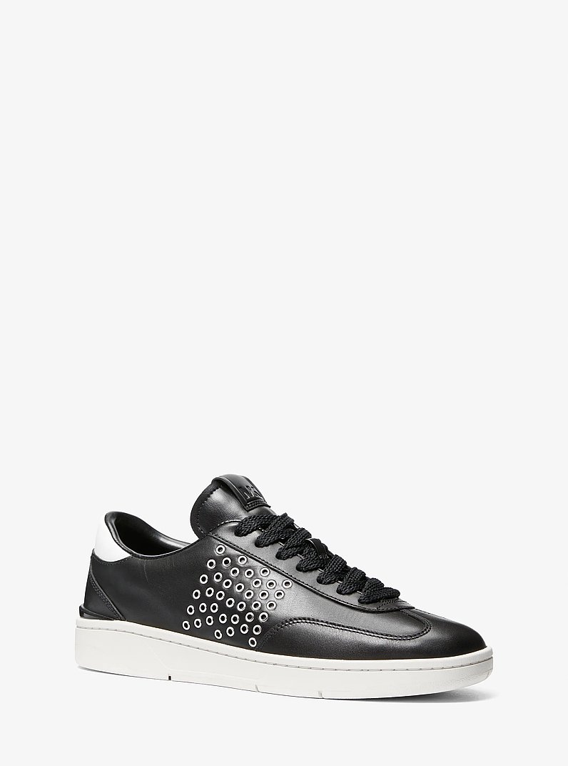 Wilton Grommeted Leather Sneaker in BLACK | Michael Kors