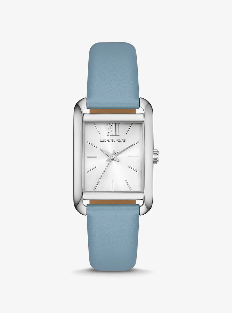 Petite Monroe Silver-Tone and Leather Watch in DENIM - Sale 