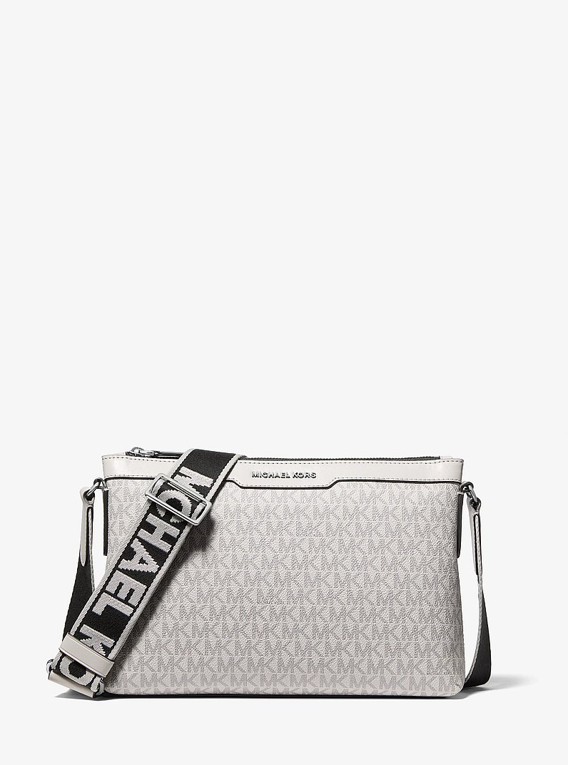 Hudson Signature Logo Messenger Bag in NICKEL | Michael Kors