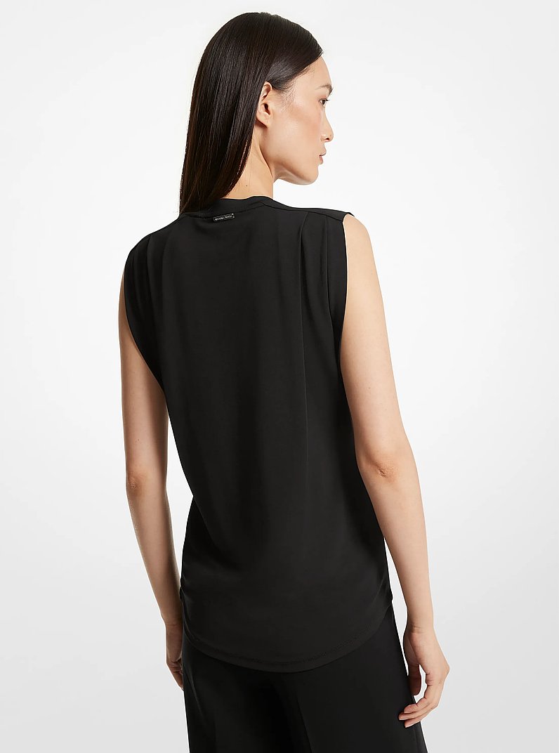 T-shirt senza maniche in jersey opaco in NERO | Michael Kors