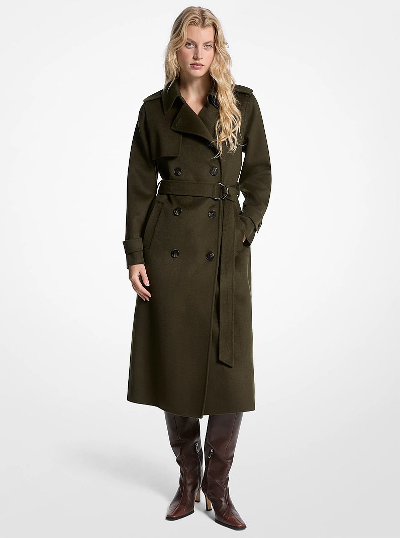 Wool Blend Belted Coat in IVY | Michael Kors