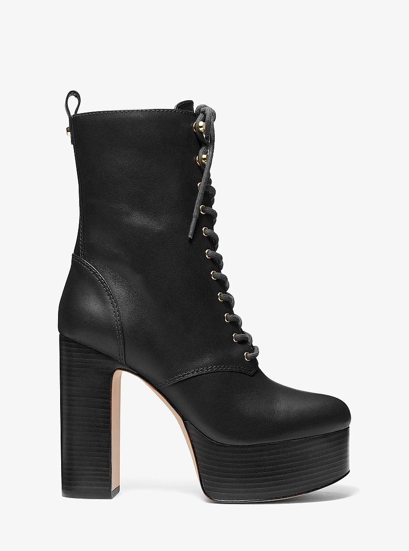 Plateau-Stiefel Natasha aus Leder in SCHWARZ | Michael Kors