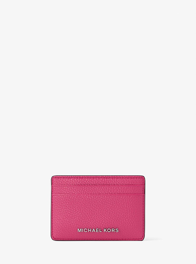 Pebbled Leather Card Case in RASPBERRY | Michael Kors