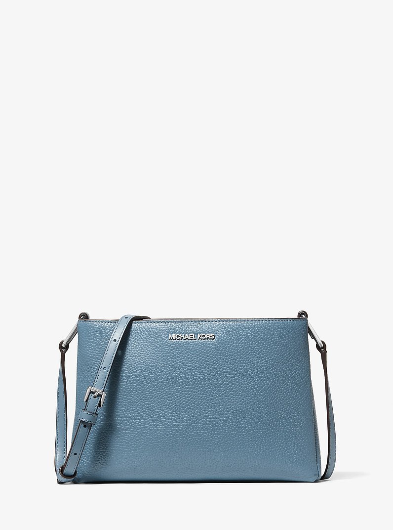 Trisha Medium Pebbled Leather Crossbody Bag in CORNFLOWER | Michael Kors