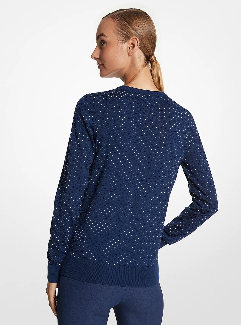 Studded Merino Wool Sweater in NAVY | Michael Kors