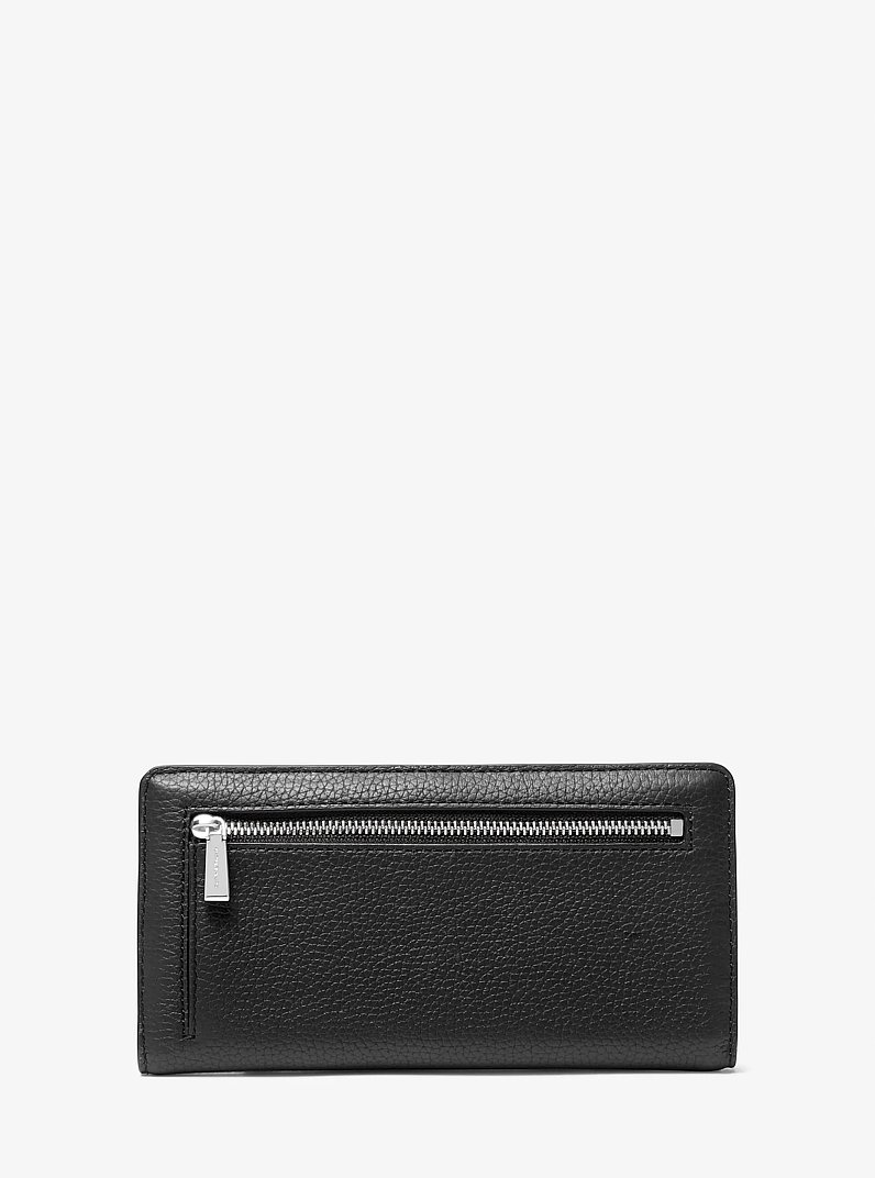 Bryant Large Pebbled Leather Snap-Front Wallet in BLACK | Michael Kors