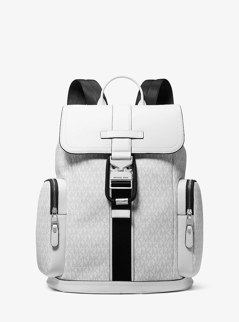 Hudson Signature Logo and Leather Cargo Backpack in BRIGHT WHT | Michael Kors