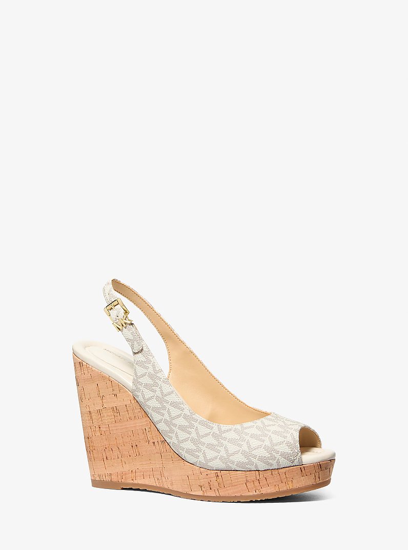 Sandalo Rosie con zeppa e stampa logo in VANIGLIA | Michael Kors