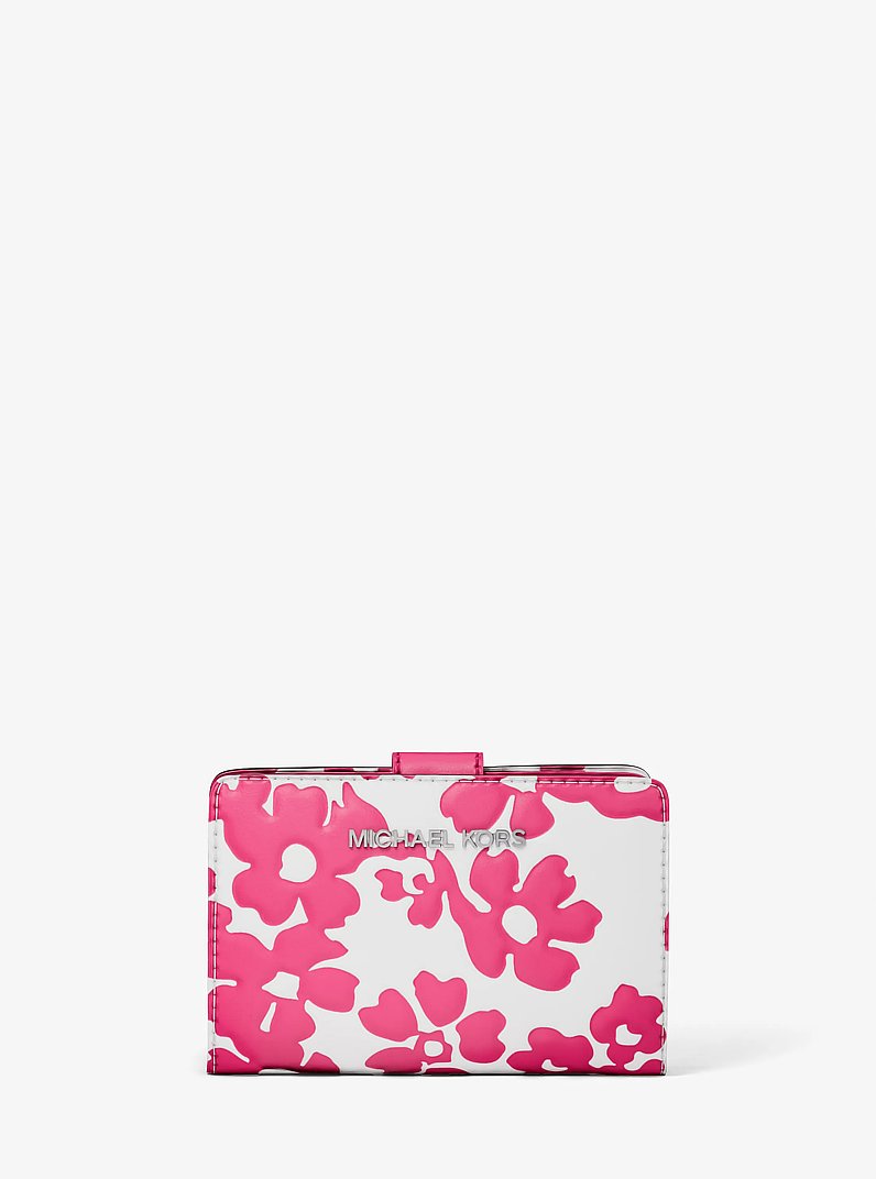 Jet Set Medium Floral Print Bi-Fold Wallet in DRAGONFRUIT | Michael Kors