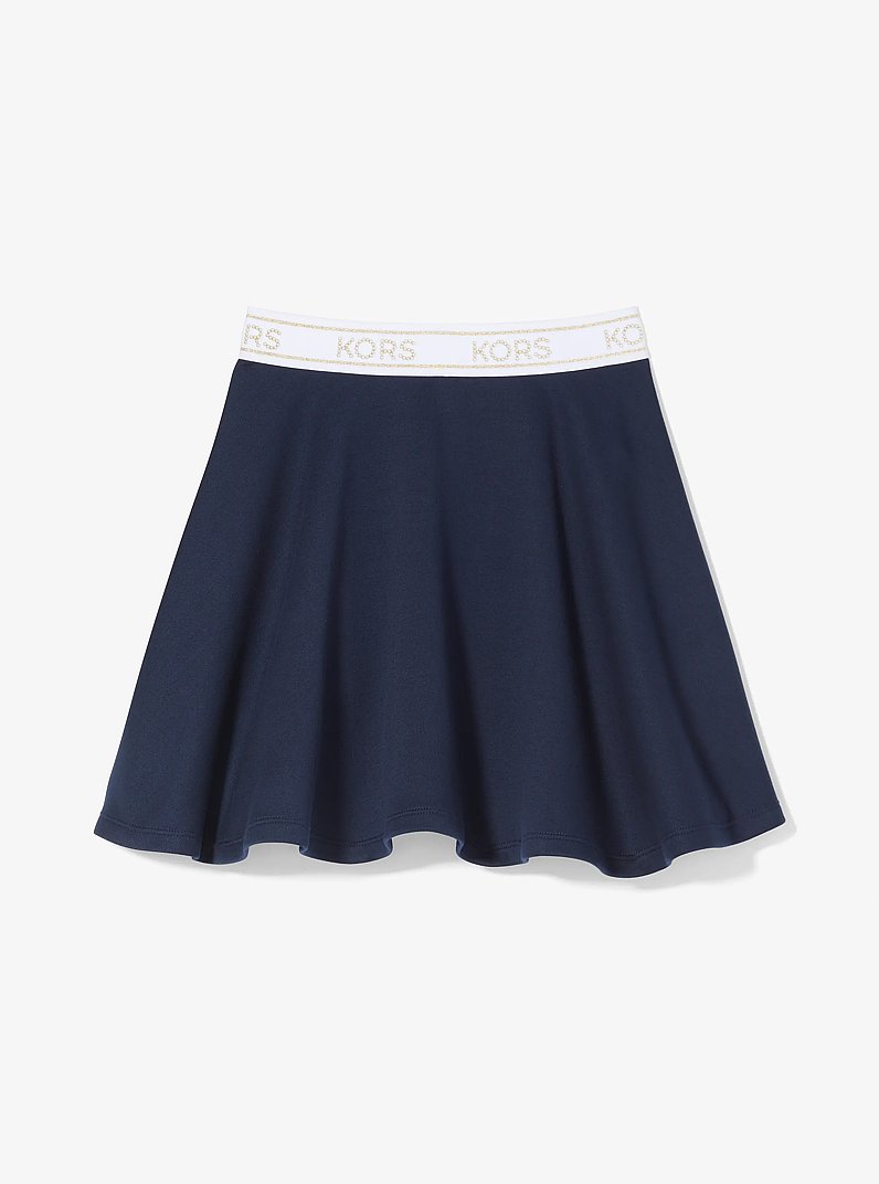 Studded Logo Tape Stretch Jersey Skirt