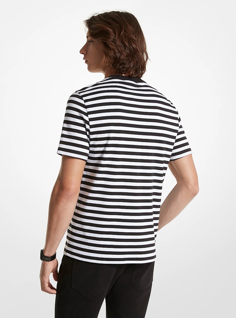 Striped Pima Cotton T-Shirt in BLACK | Michael Kors