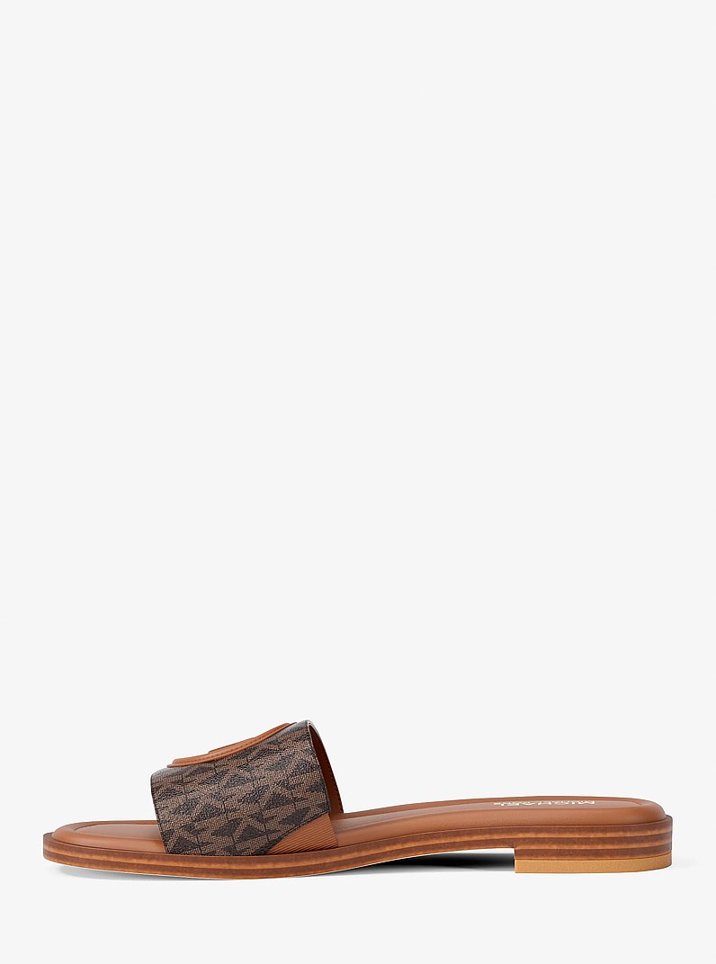 Carissa Signature Logo Slide Sandal in BROWN MULTI | Michael Kors