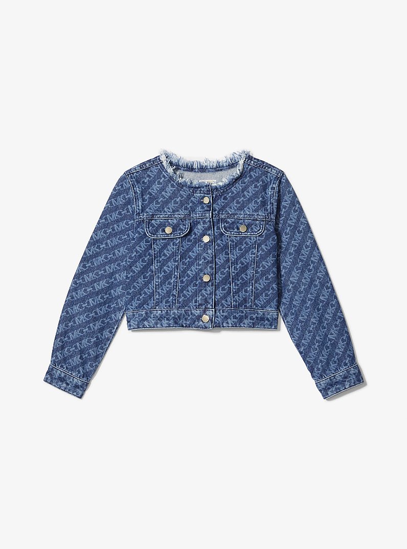 Empire Logo Print Denim Jacket in BLUE DENIM | Michael Kors