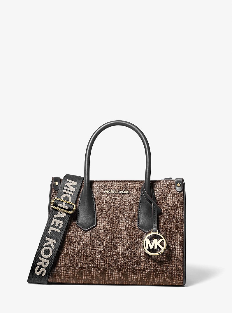 Maple Small Signature Logo Satchel in BROWN/BLK | Michael Kors