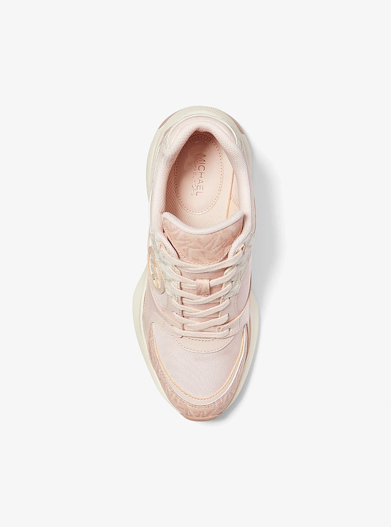 Zuma Two-Tone Empire Signature Logo and Mesh Trainer in BALLET | Michael Kors