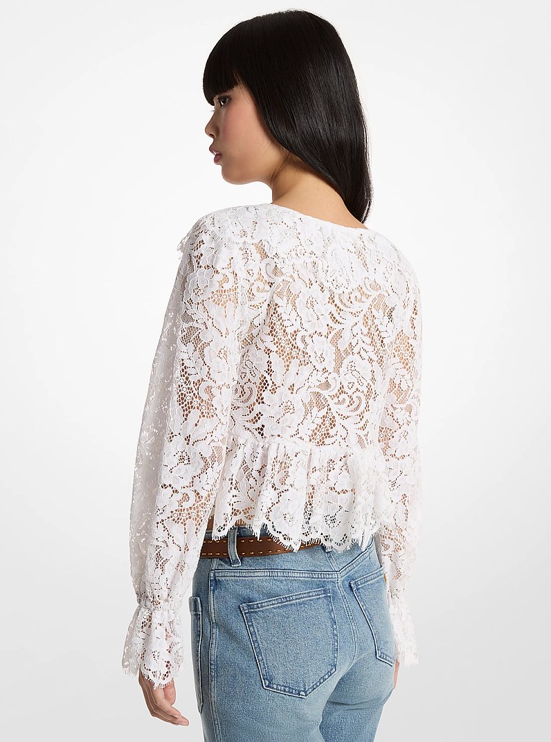 Bluse aus floraler Kordelspitze in WEISS | Michael Kors