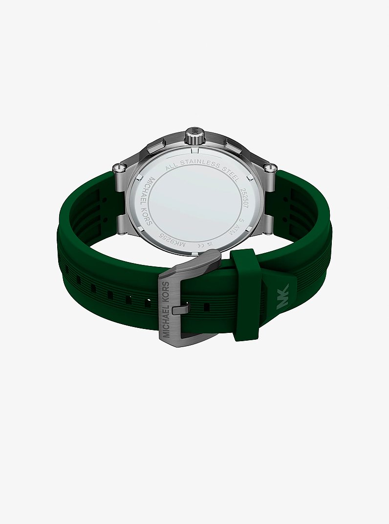 &Uuml;bergro&szlig;e Armbanduhr Billie in Mattgrau mit Silikonarmband in IMMERGR&Uuml;N | Michael Kors