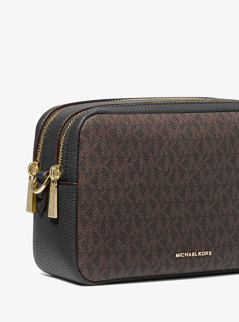 Bryant Medium Signature Logo Camera Crossbody Bag in BROWN/BLK | Michael Kors