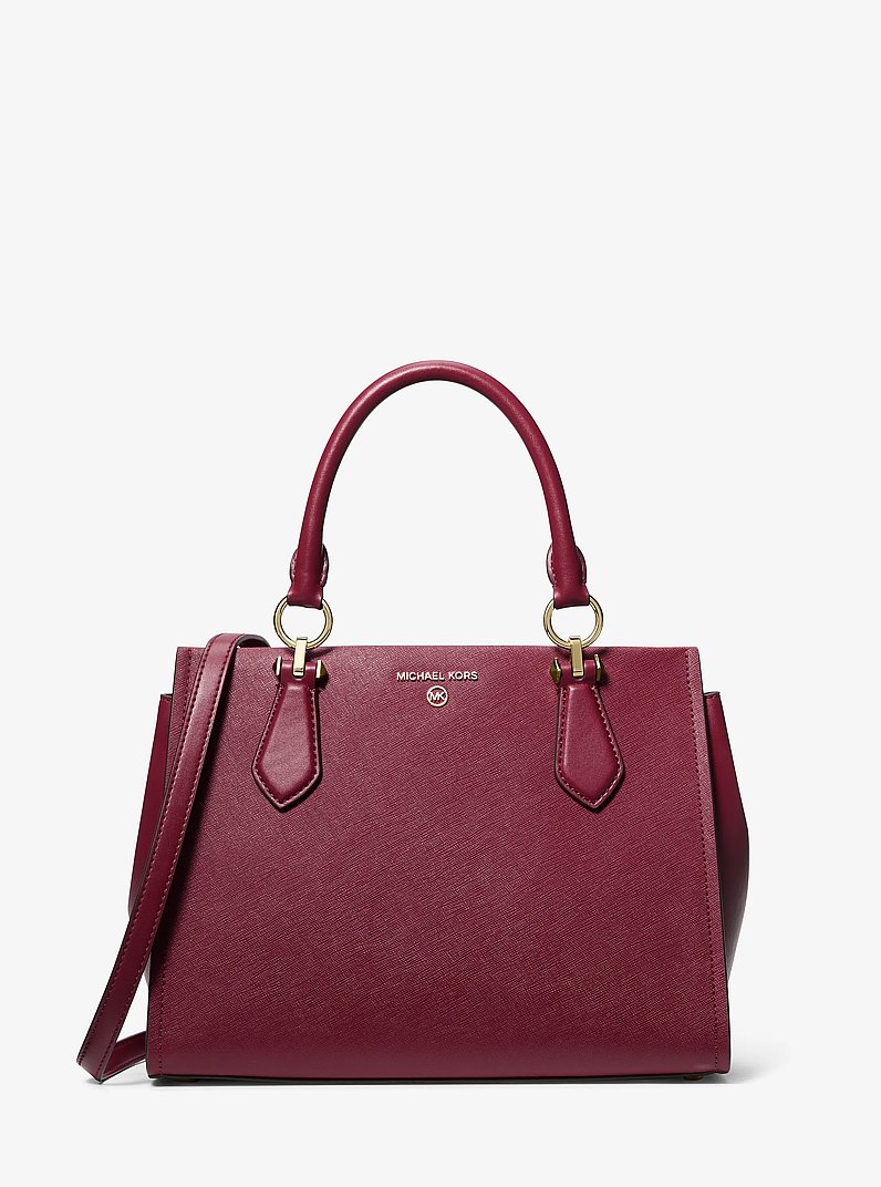 Marilyn Medium Saffiano Leather Satchel in MULBERRY | Michael Kors