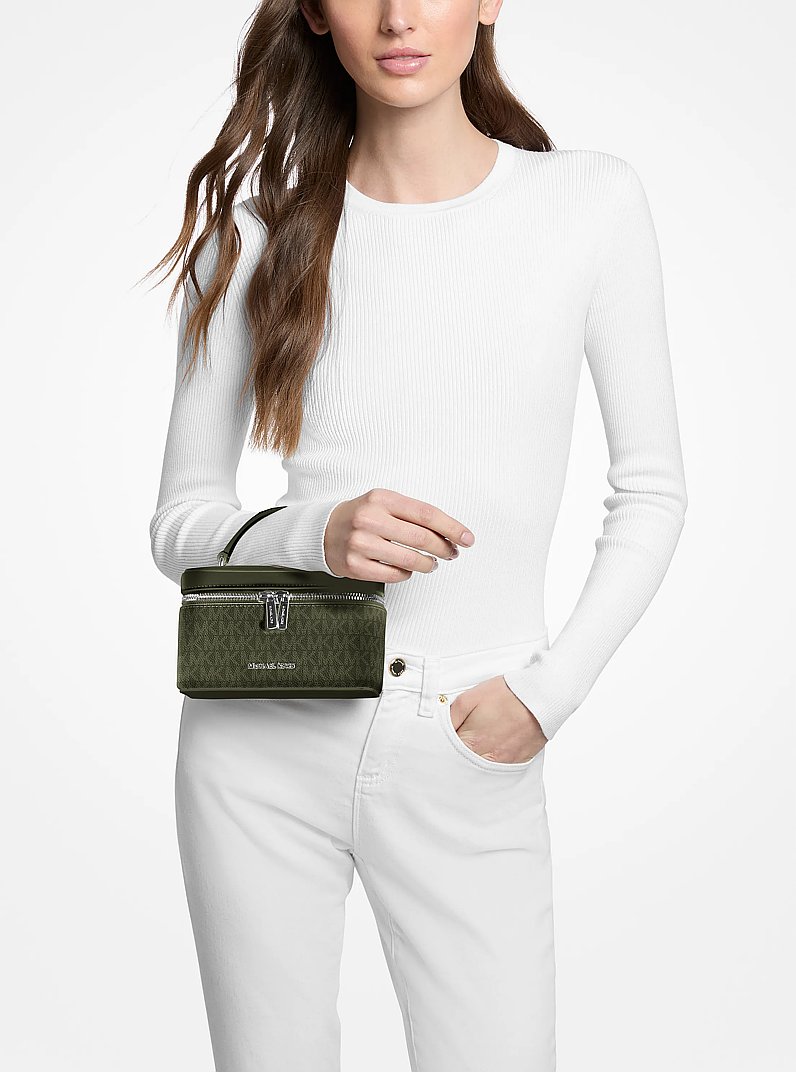 Vivi Small Signature Logo Vanity Crossbody Bag in OLIVE | Michael Kors