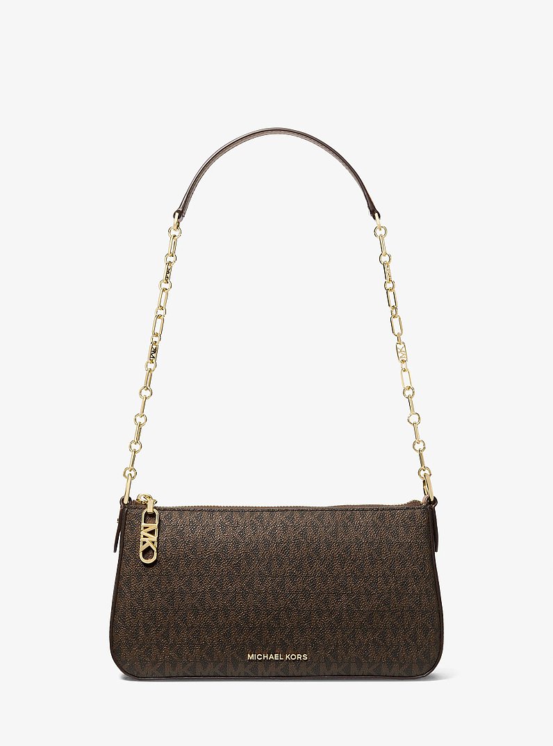Empire Medium Signature Logo Chain-Link Pochette in BRN/ACORN | Michael Kors