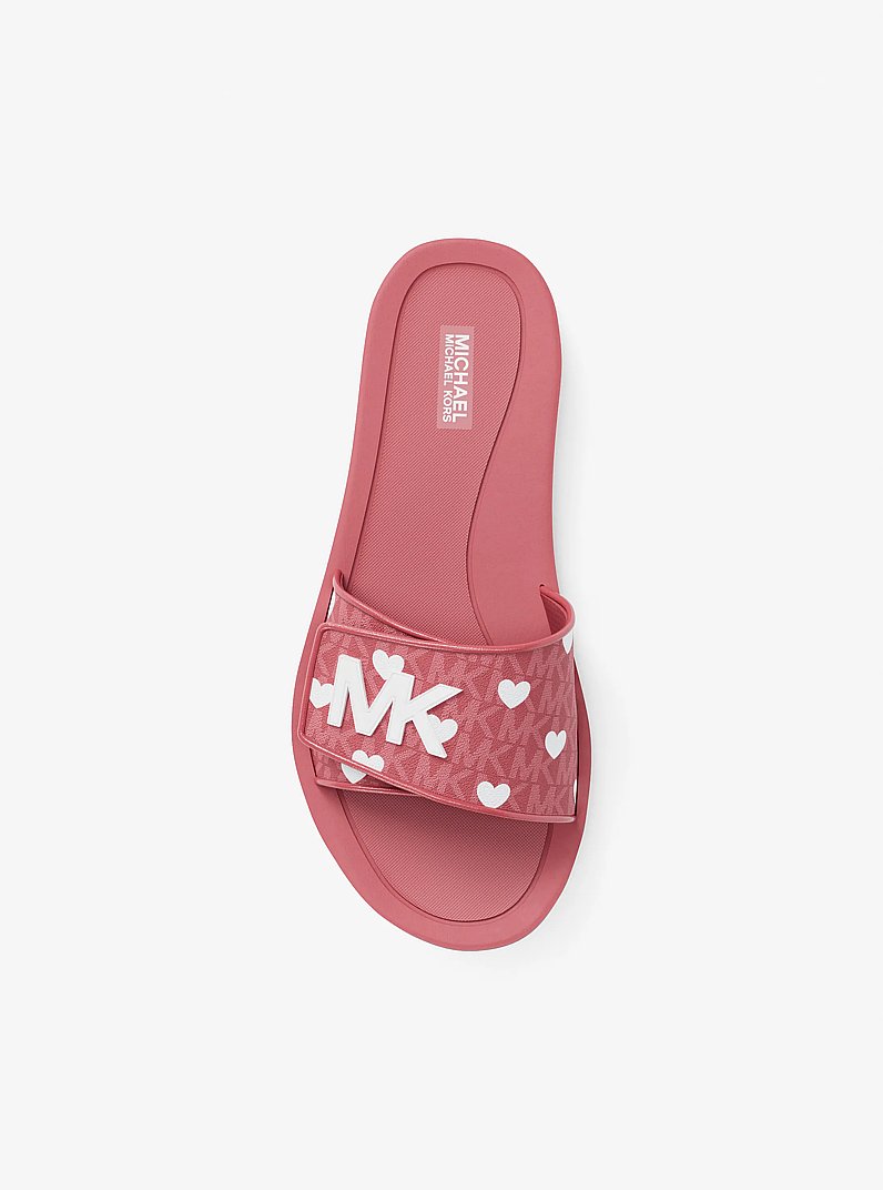 Palmer Printed Signature Logo Slide Sandal in HIBISCUS | Michael Kors