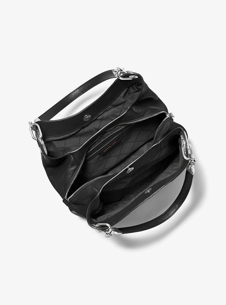 Grand sac port&eacute; &eacute;paule Lillie en cuir grain&eacute; in NOIR | Michael Kors