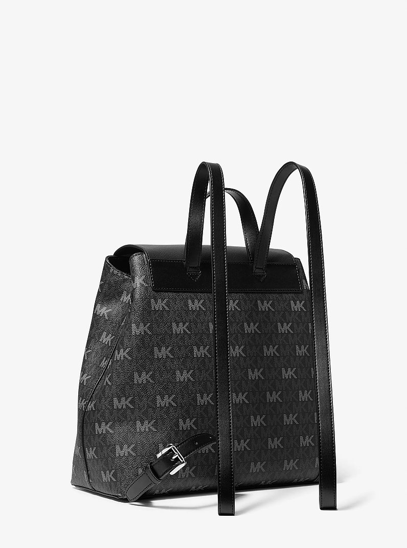 Maya Medium Signature Logo Backpack in BLACK | Michael Kors