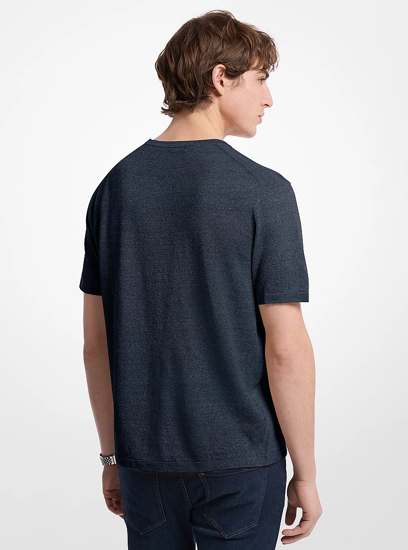 Linen and Cotton T-Shirt in MIDNIGHT | Michael Kors