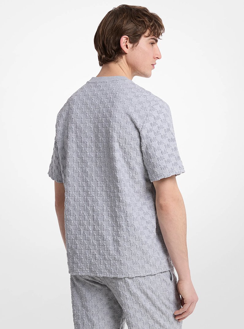 T-shirt en jacquard et en tissu bouclette &agrave; logo in GRIS PIERRE | Michael Kors