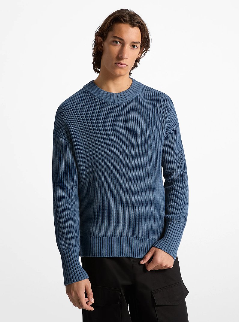Gerippter Pullover aus Baumwolle in DUNKLES CHAMBRAY | Michael Kors