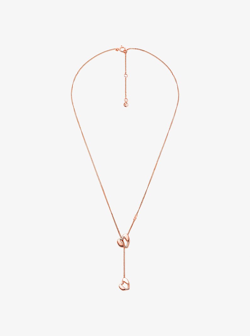 Collar de plata esterlina chapado en metales preciosos con cadena tipo lazo de coraz&oacute;n in DORADO ROSA | Michael Kors