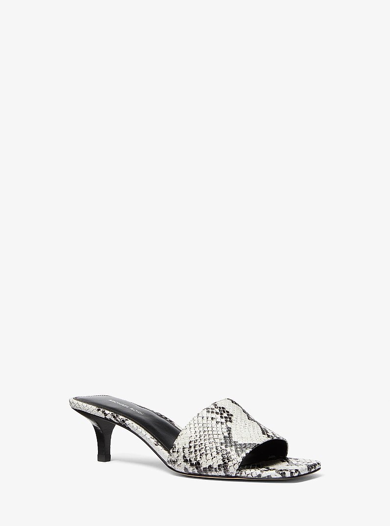 Merriam Snake Embossed Leather Kitten Heel Sandal