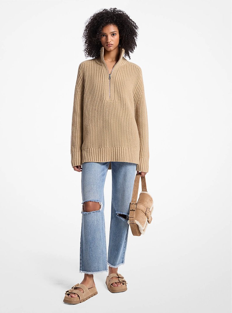 Pull en m&eacute;lange de laine et de cachemire &agrave; demi-zip in [3229] | Michael Kors