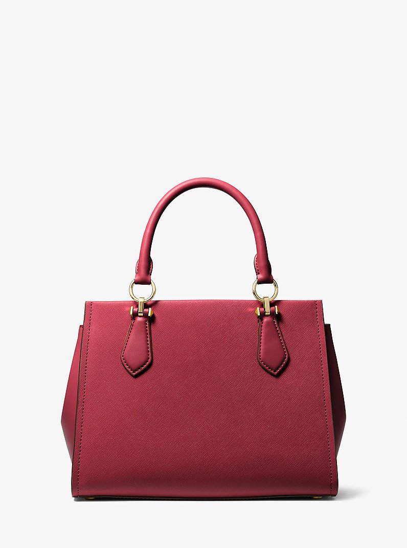 Marilyn Medium Saffiano Leather Satchel in DEEP RED | Michael Kors