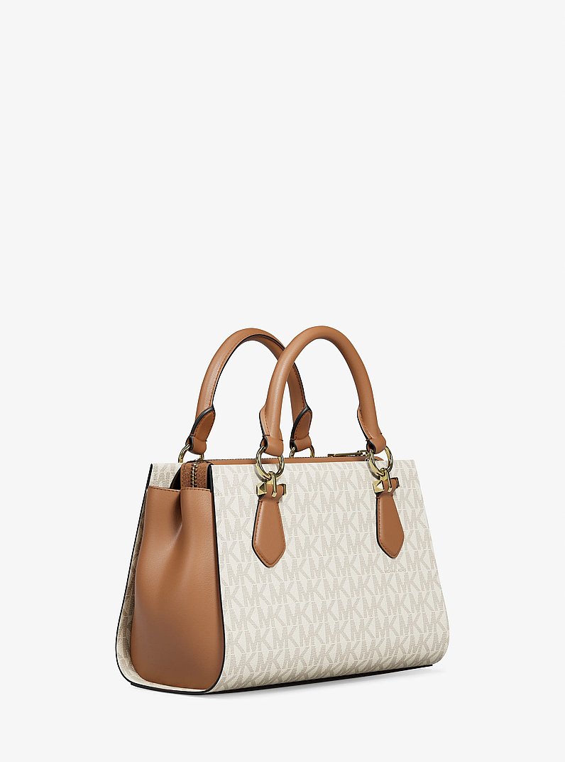 Marilyn Small Signature Logo Messenger Bag in VANILLA | Michael Kors