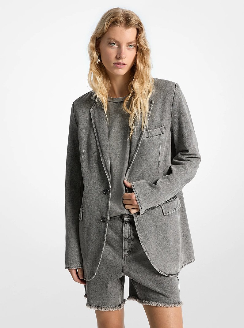 Boyfriend Denim Blazer in CONCRETE WASH | Michael Kors